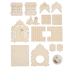 Best VBS Holzbausatz "Haus mit Turm und Schneemann", inkl. LED