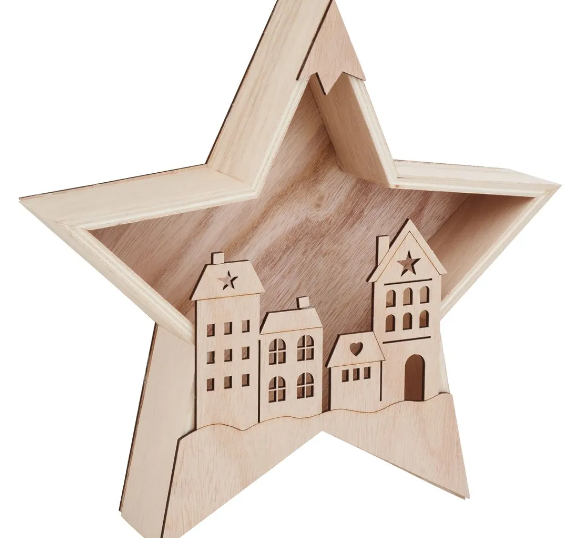 Best VBS Holzbausatz "Holzstern mit Häuserfront"