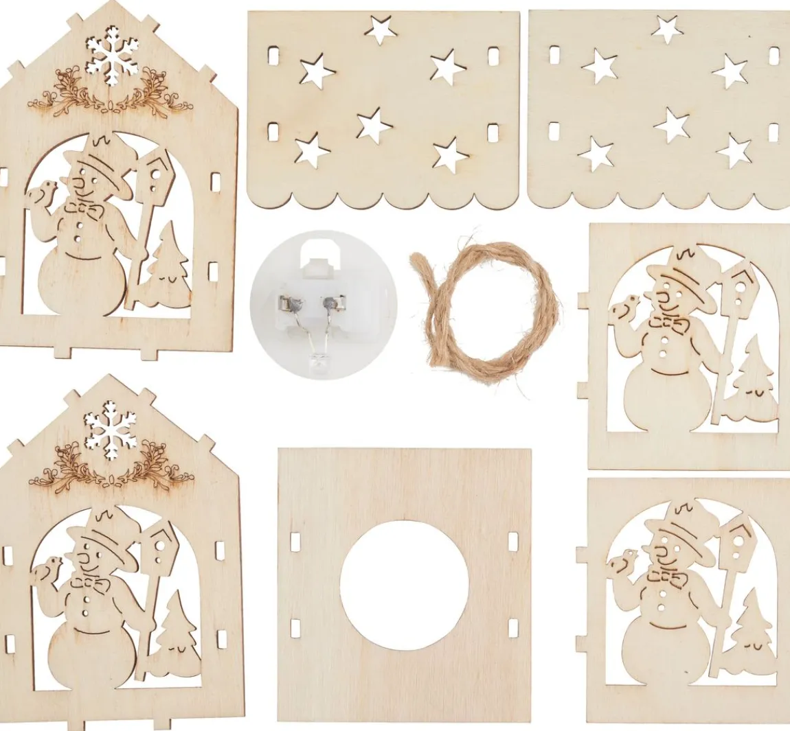 Online VBS Holzbausatz Lichterhaus "Schneemann mit Vogelhaus", inkl. LED