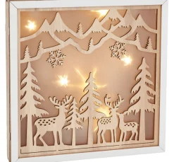 VBS Holzbausatz Motivrahmen "Rehe im Wald", inkl. LED