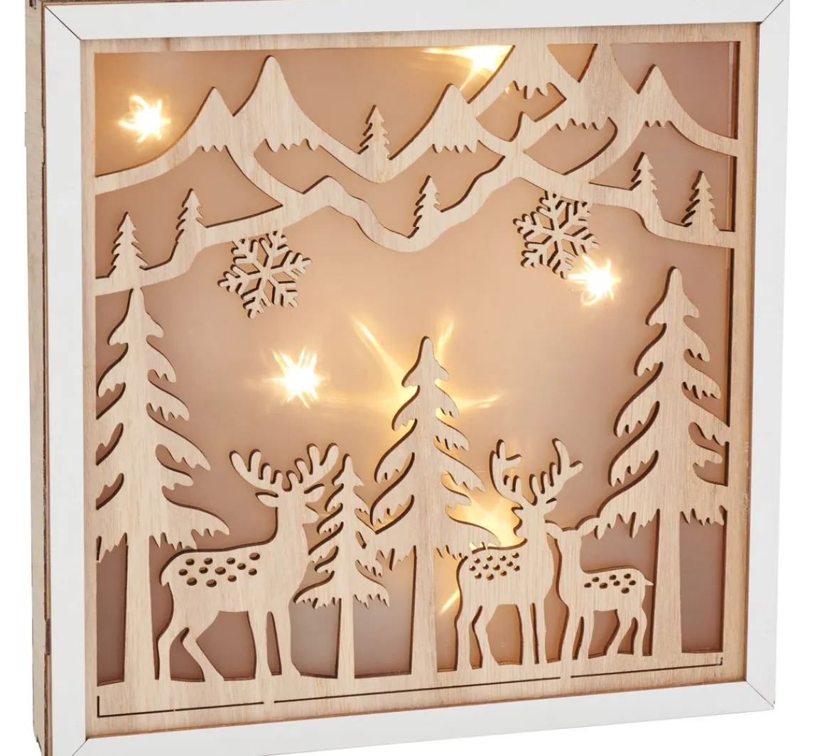 VBS Holzbausatz Motivrahmen "Rehe im Wald", inkl. LED
