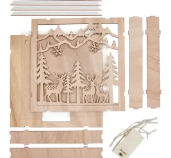 VBS Holzbausatz Motivrahmen "Rehe im Wald", inkl. LED