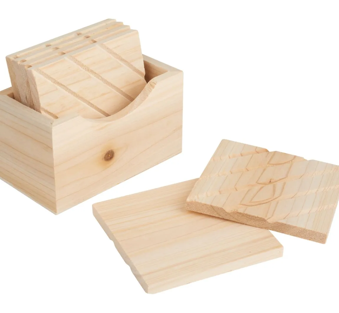 Hot VBS Holzbox mit 6 Untersetzern