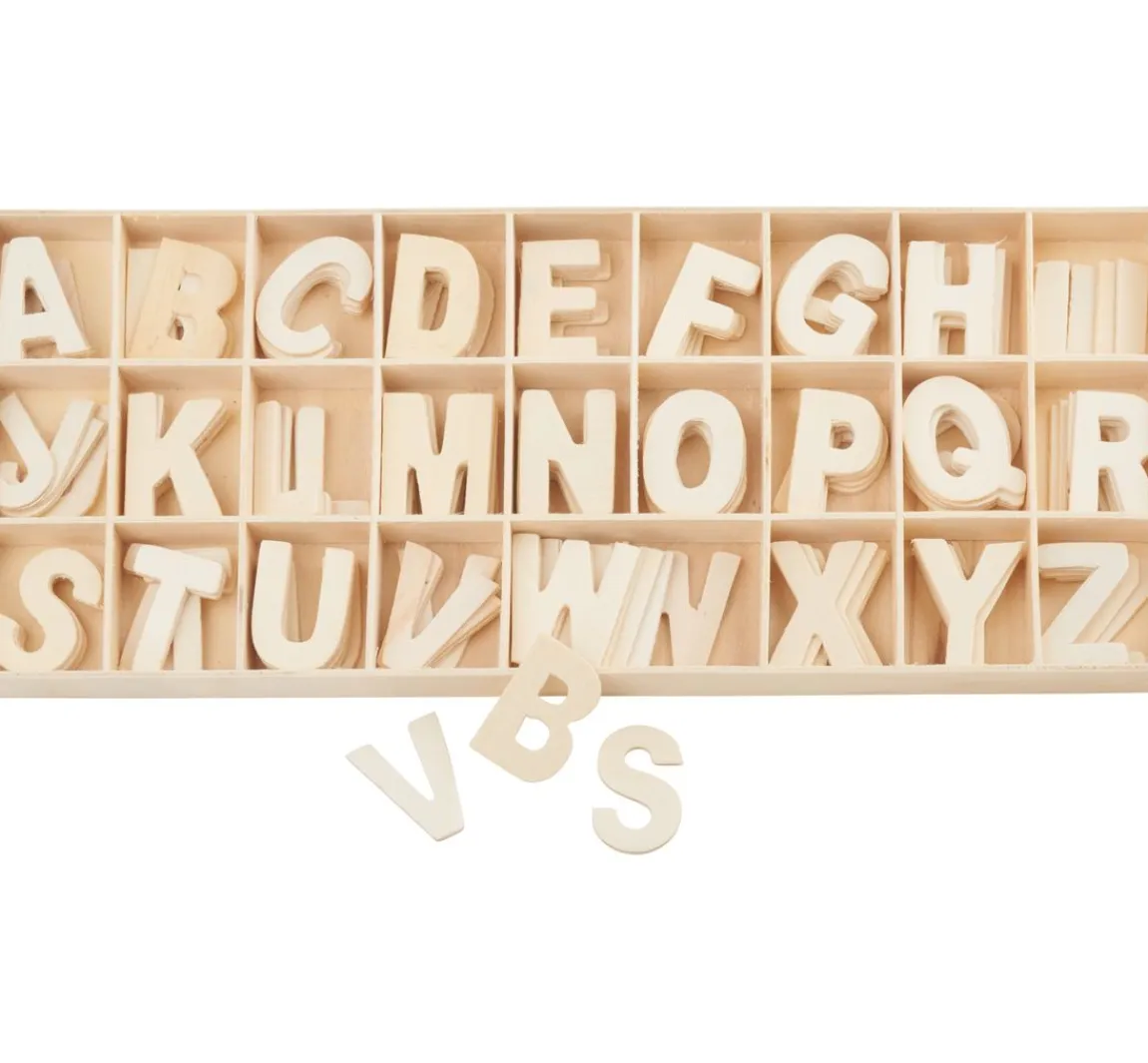 Hot VBS Holz-Buchstaben-Set "Sortiert - Natur", 130 Stück
