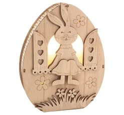 Sale VBS Holz-Ei mit LED "Häsin im Fenster"