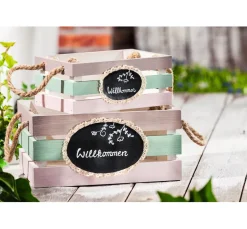 Discount VBS Holzkisten mit Latten, 2er-Set