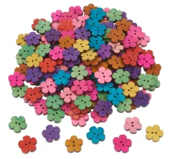 Clearance VBS XXL VBS Holzknöpfe "Blumen", 160 Stück