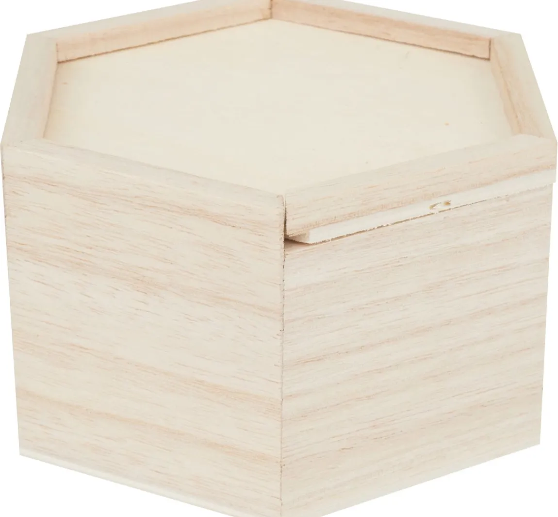 New VBS Holz-Kästchen mit Schiebedeckel, 6-eckig