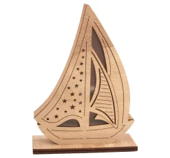 Best VBS Holz-Segelboot, inkl. LED