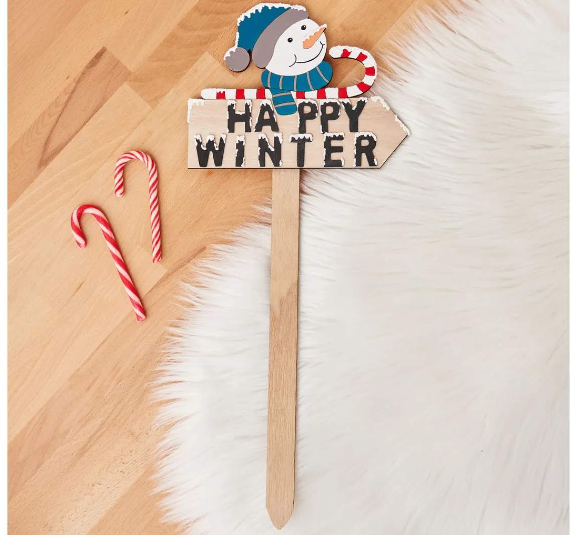 Best VBS Holz-Stecker mit Schild "Schneemann"