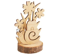 Discount VBS Holz-Steckmotiv auf Rindenscheibe "Schnecke Herbie"