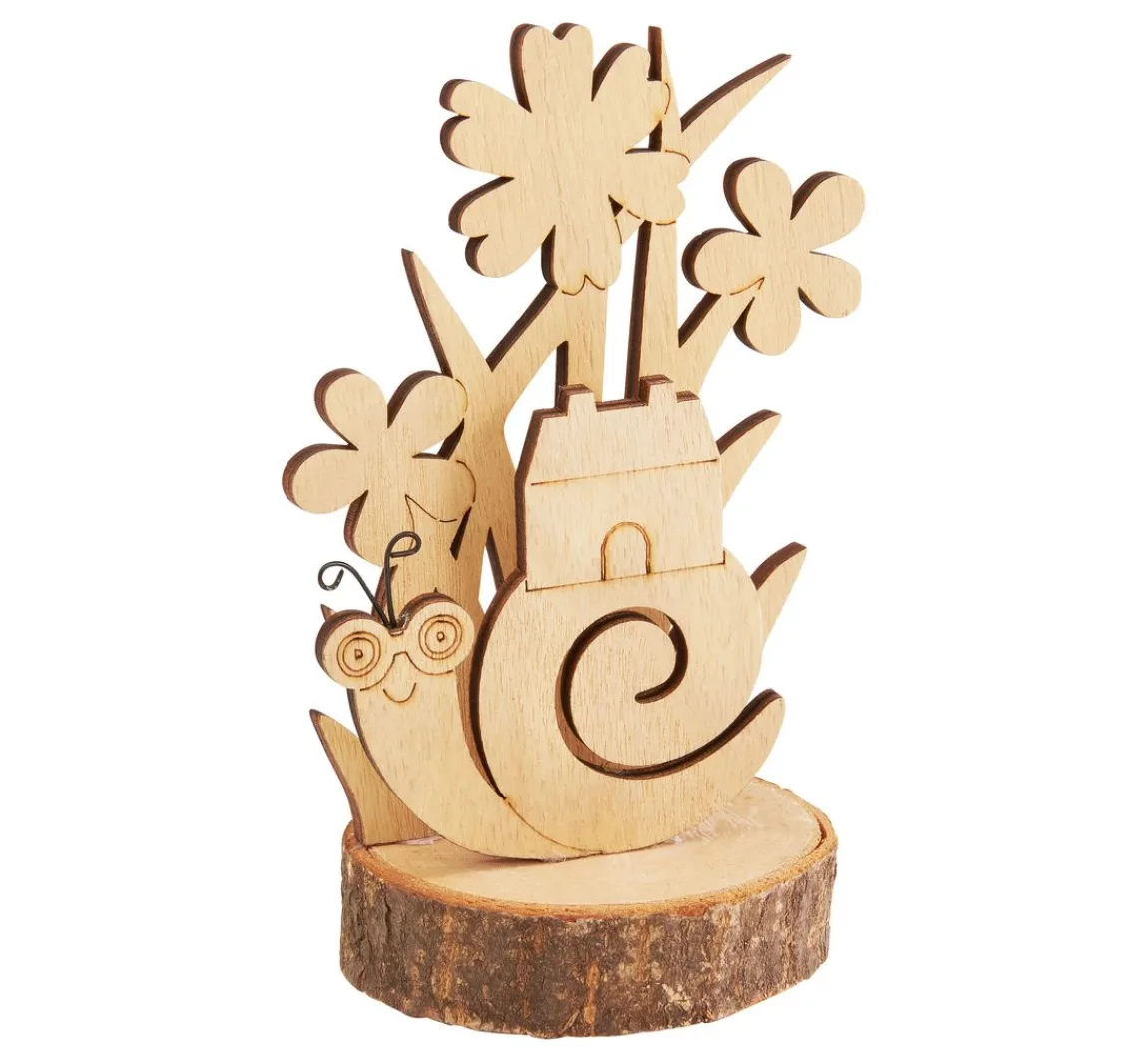 Discount VBS Holz-Steckmotiv auf Rindenscheibe "Schnecke Herbie"