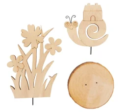 Discount VBS Holz-Steckmotiv auf Rindenscheibe "Schnecke Herbie"