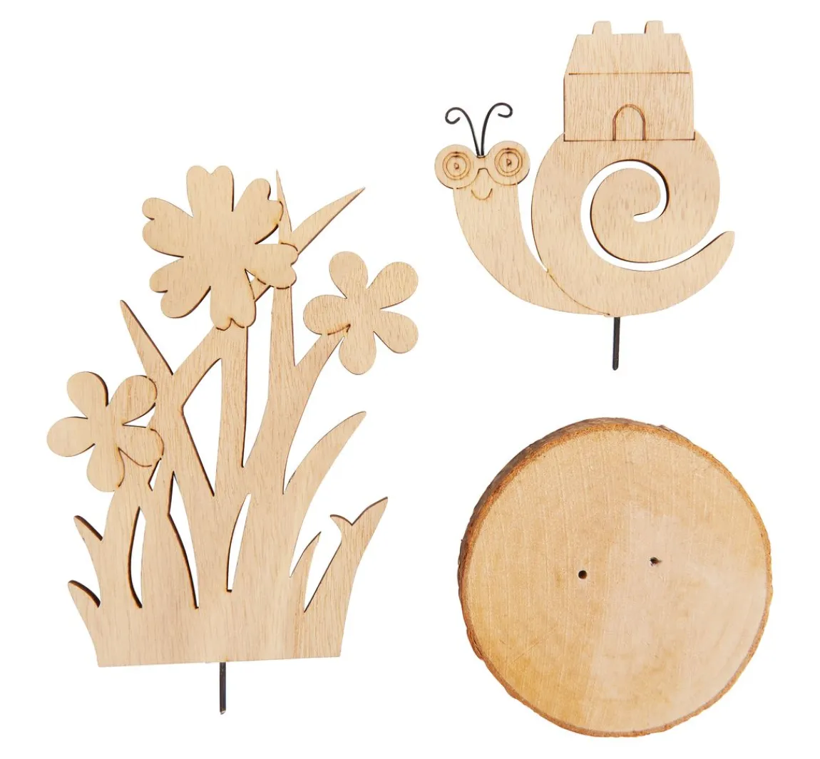 Discount VBS Holz-Steckmotiv auf Rindenscheibe "Schnecke Herbie"