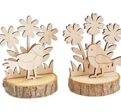 Sale VBS Holzsteckmotiv auf Rindenscheiben "Vögel und Blumen"