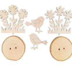 Sale VBS Holzsteckmotiv auf Rindenscheiben "Vögel und Blumen"