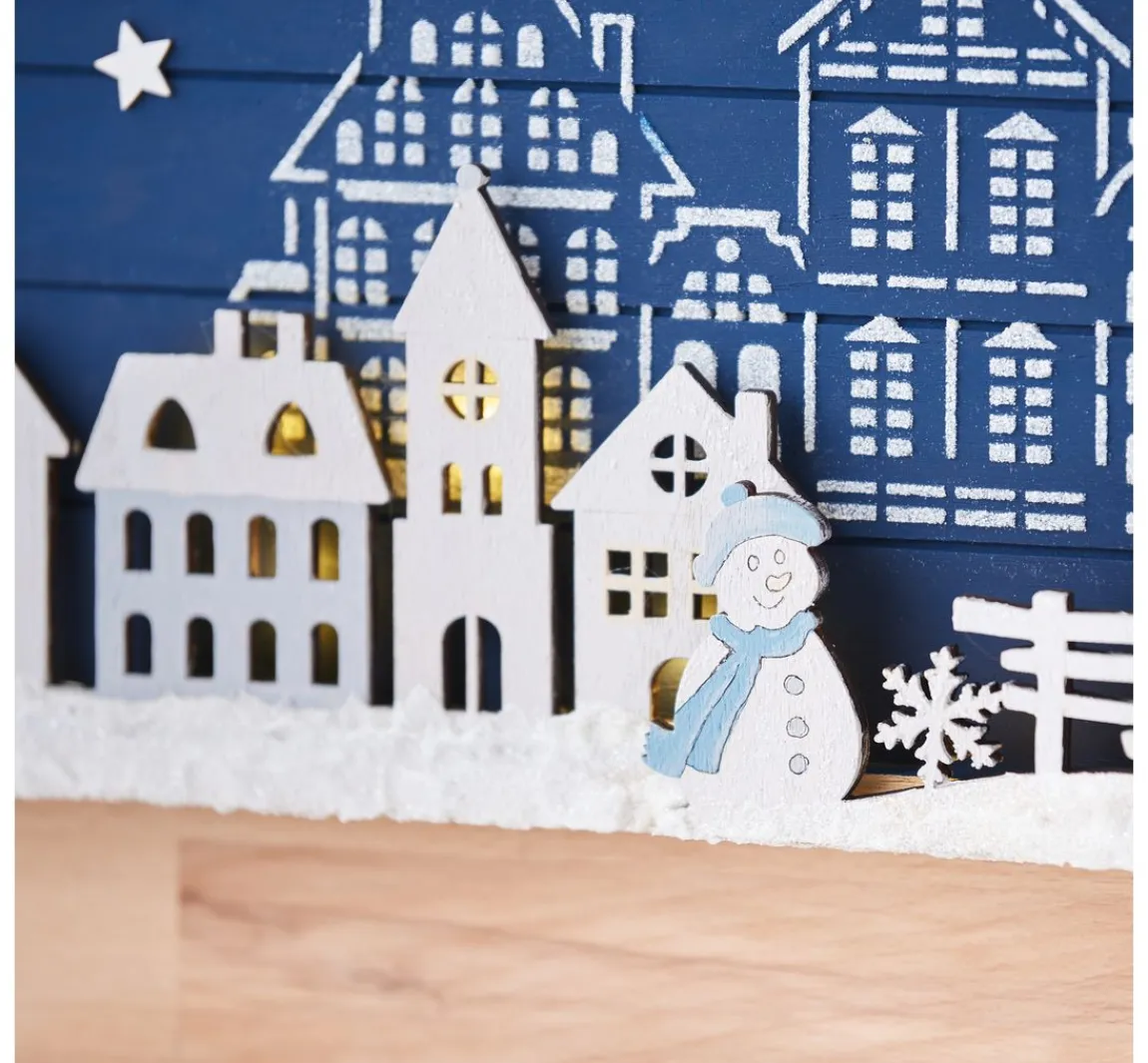 Outlet VBS Holz-Steckmotiv "Dorf mit Schneemann"