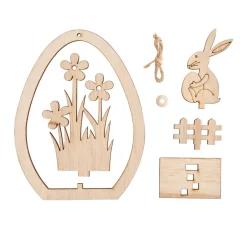 New VBS Holz-Steckmotiv Ei-Anhänger "Hase mit Ei"