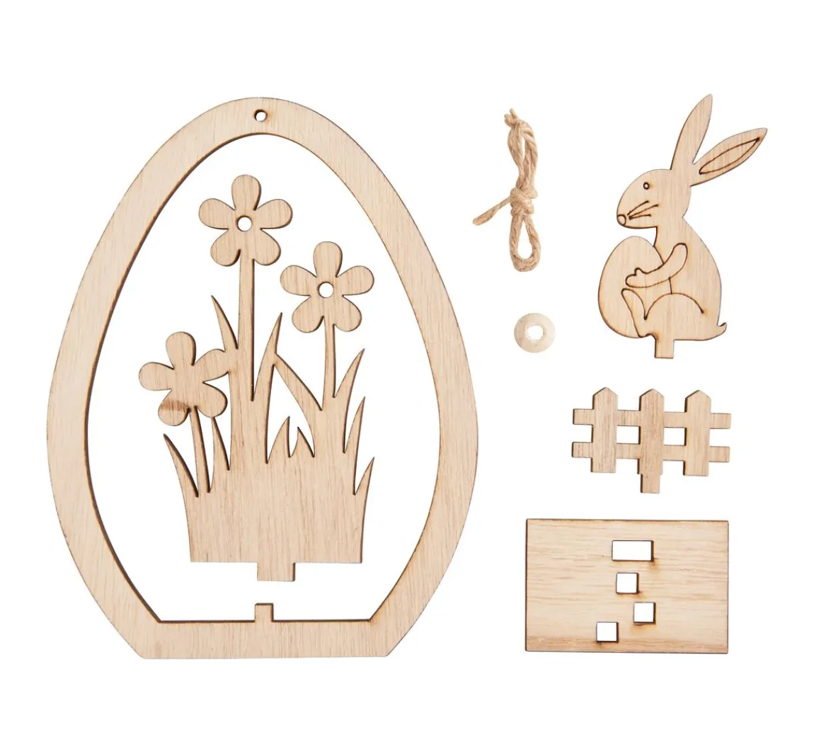 New VBS Holz-Steckmotiv Ei-Anhänger "Hase mit Ei"