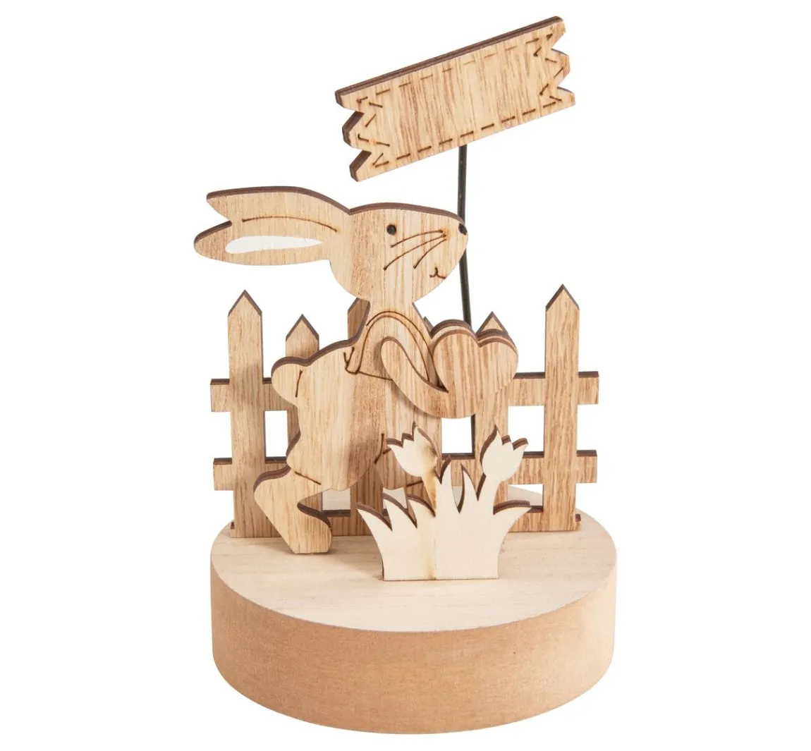 Best VBS Holz-Steckmotiv "Hase mit Schild"