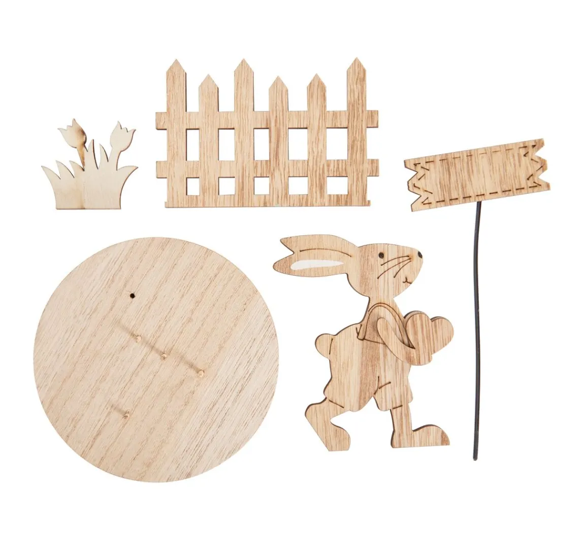 Best VBS Holz-Steckmotiv "Hase mit Schild"