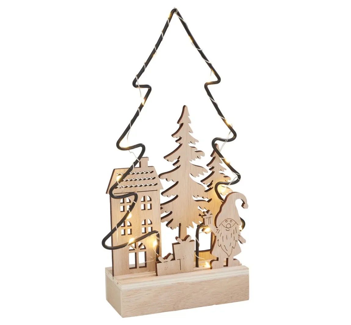 Outlet VBS Holz-Steckmotiv "Metalltanne - Lichterglanz", inkl. LED