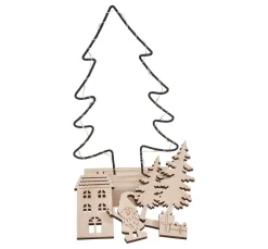 Outlet VBS Holz-Steckmotiv "Metalltanne - Lichterglanz", inkl. LED