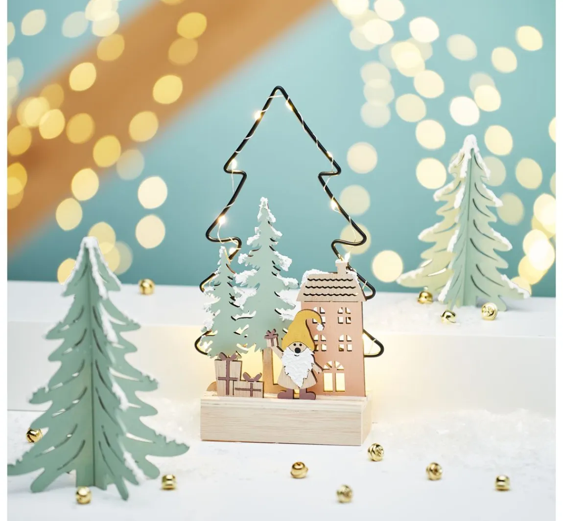 Outlet VBS Holz-Steckmotiv "Metalltanne - Lichterglanz", inkl. LED