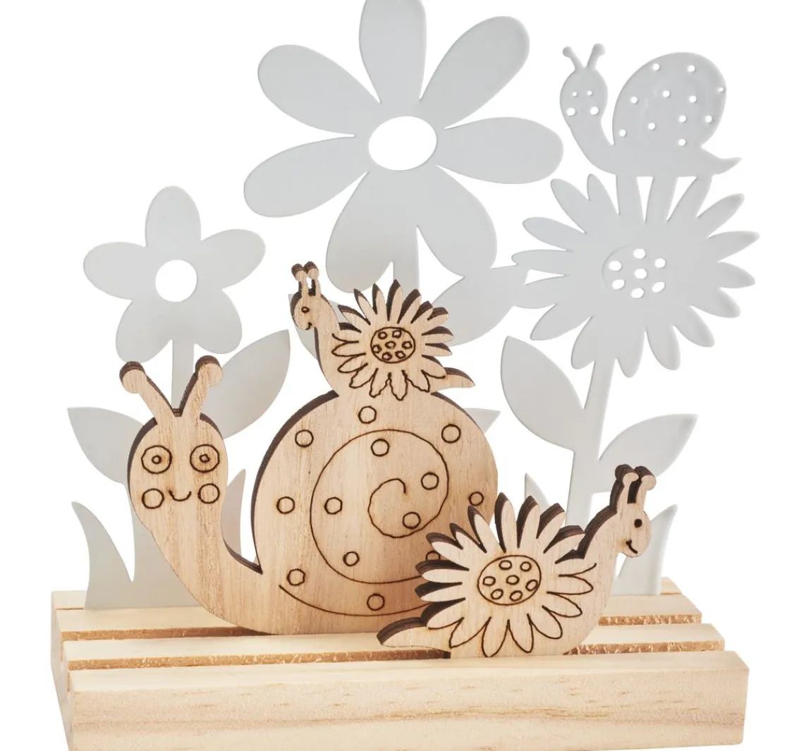 Hot VBS Holzsteckmotiv mit Metallblumen "Schnecken"