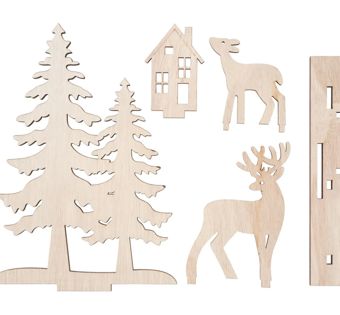 Sale VBS Holz-Steckmotiv "Rehe am Waldesrand", 5-tlg.