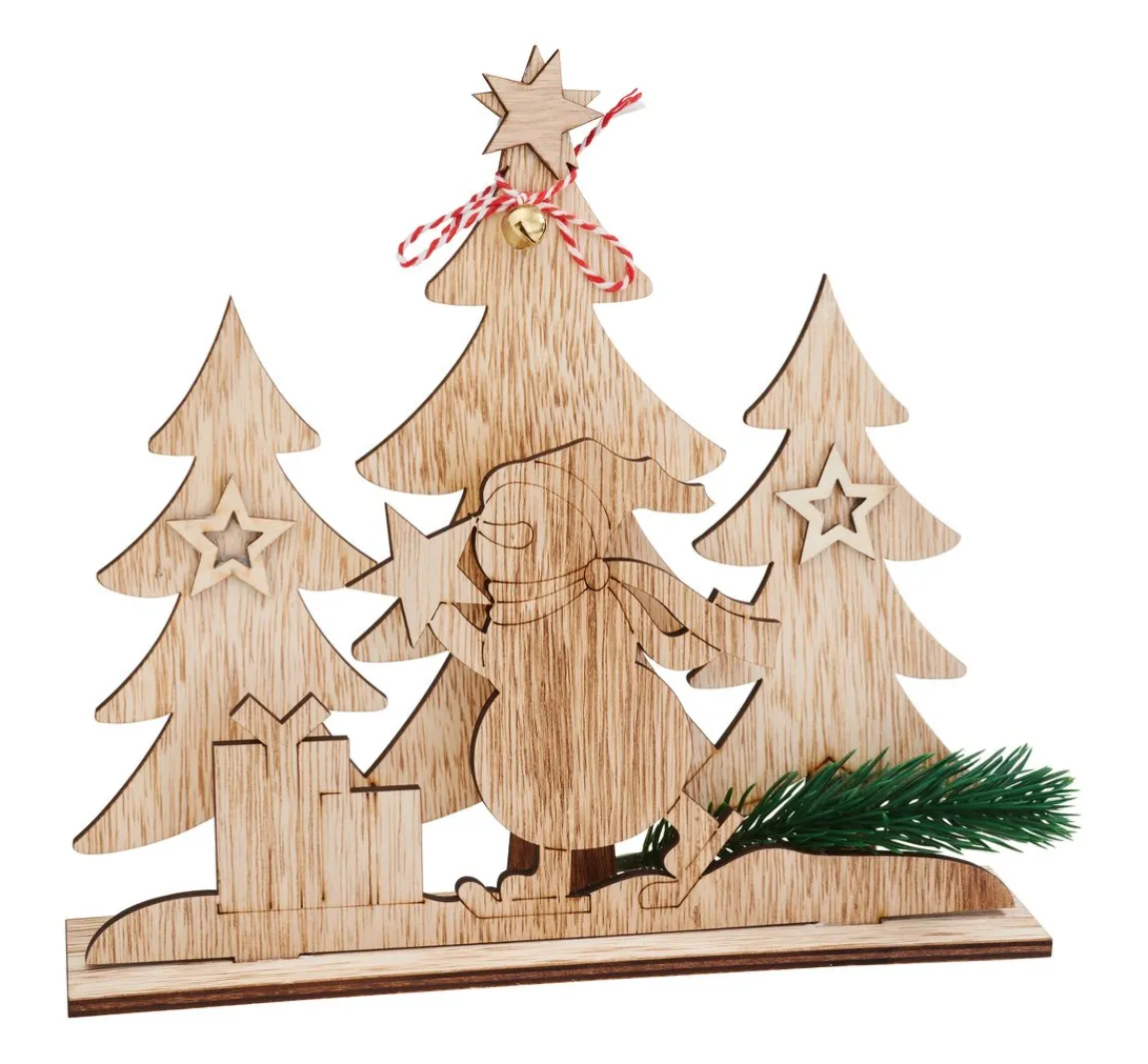 Outlet VBS Holz-Steckmotiv "Schneeman im Tannenwald"