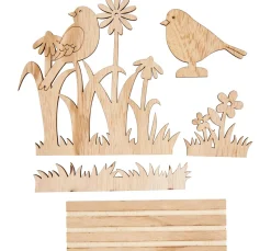 Online VBS Holz-Steckmotiv "Vögel in der Blumenwiese"