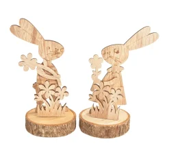 VBS Holz-Steckmotive auf Rindenscheibe "Hase Bugs und Bea"