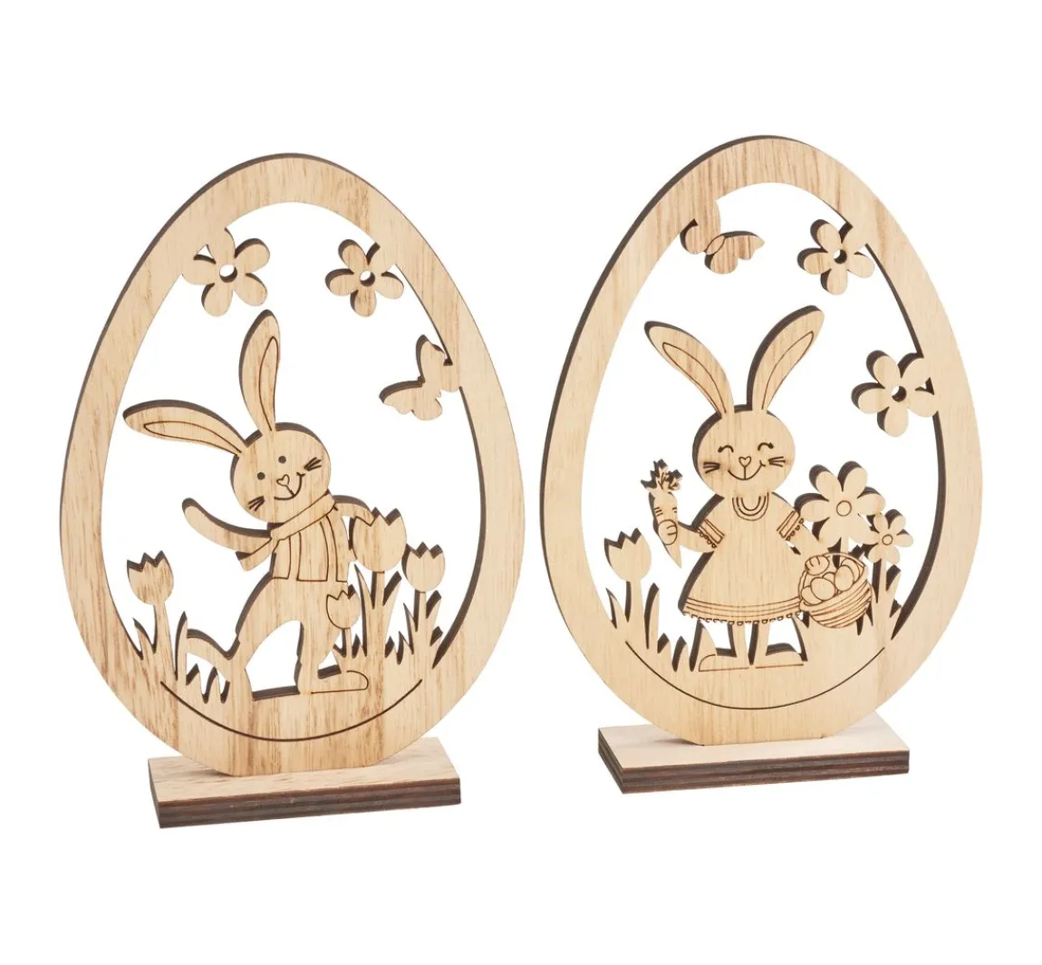 Clearance VBS Holz-Steckmotive Eier "Hanni und Nanni"