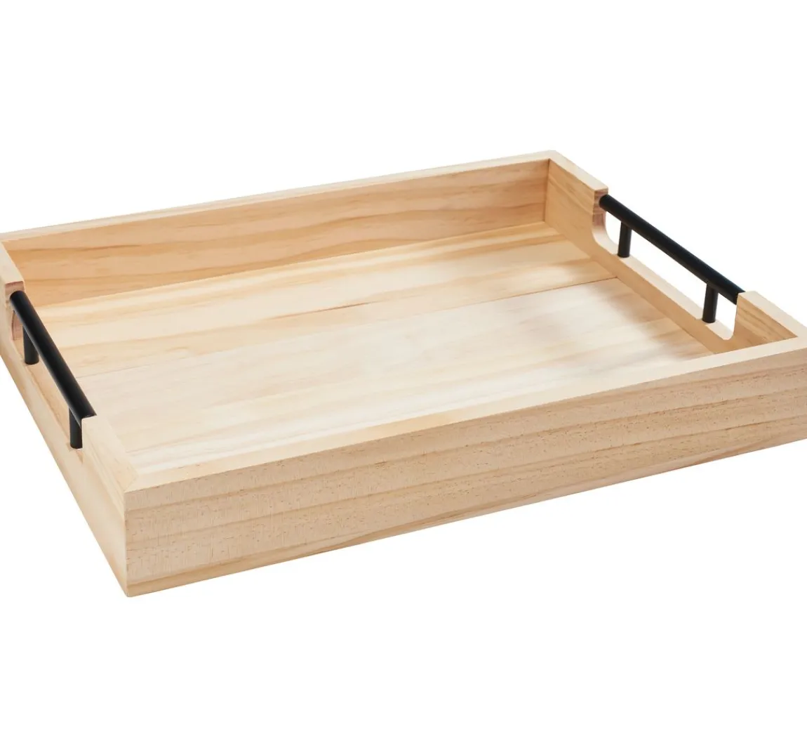 Hot VBS Holz-Tablett "Rustika" mit Metallgriffen