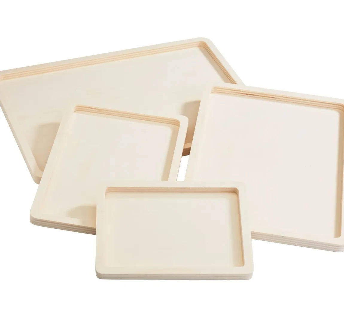 Hot VBS Holz-Tabletts flach, 4er-Set