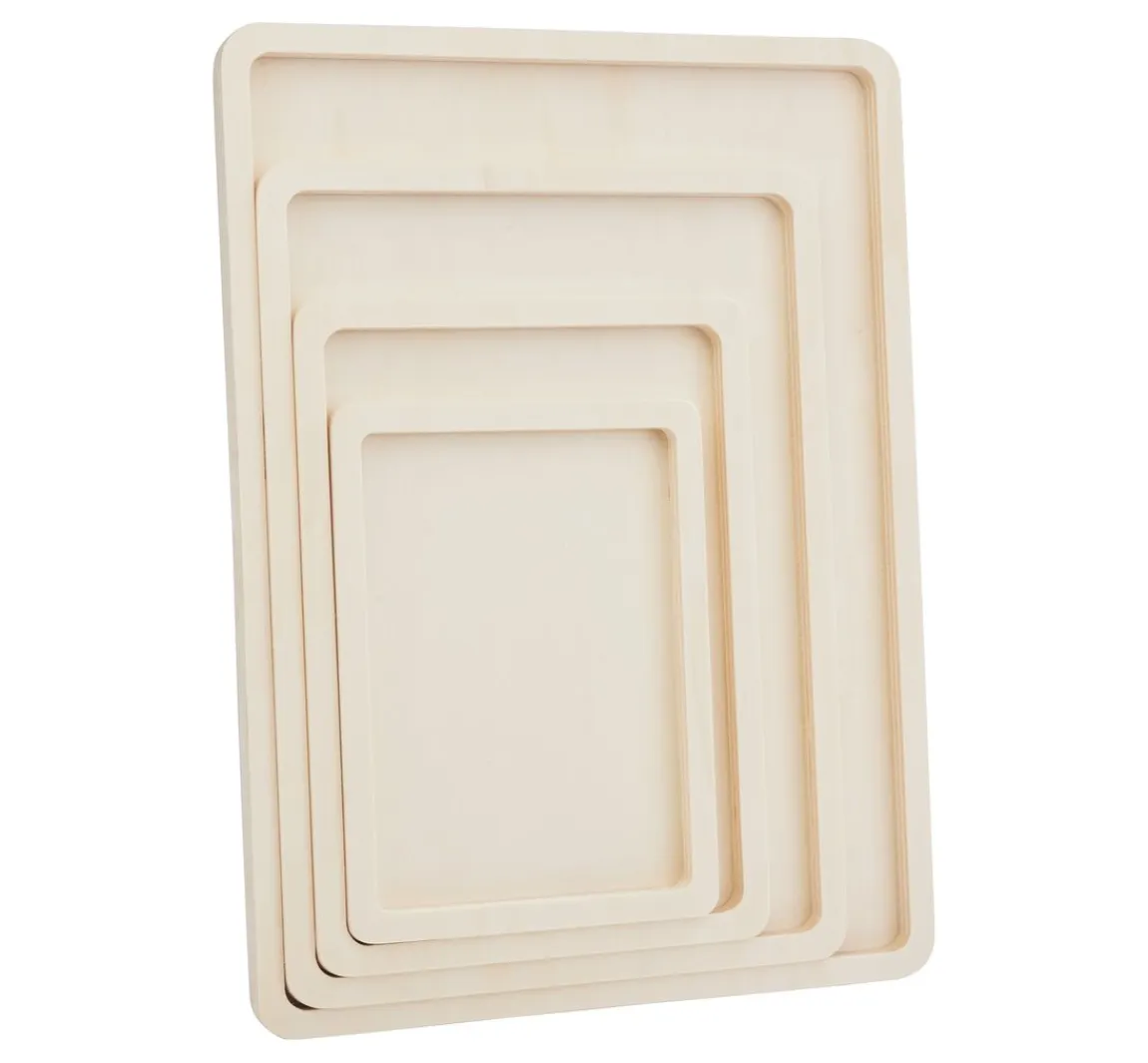 Hot VBS Holz-Tabletts flach, 4er-Set