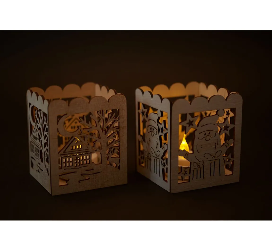Hot VBS Holz-Teelichthalter "Weihnachtszauber"