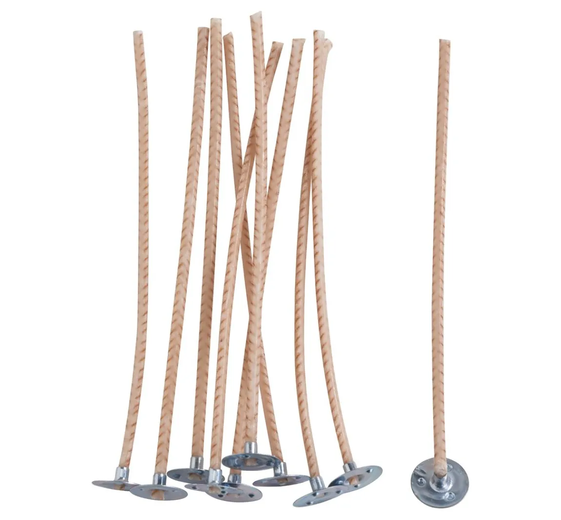 New VBS Kerzendocht mit Metallfuß, gewachst, 10 cm