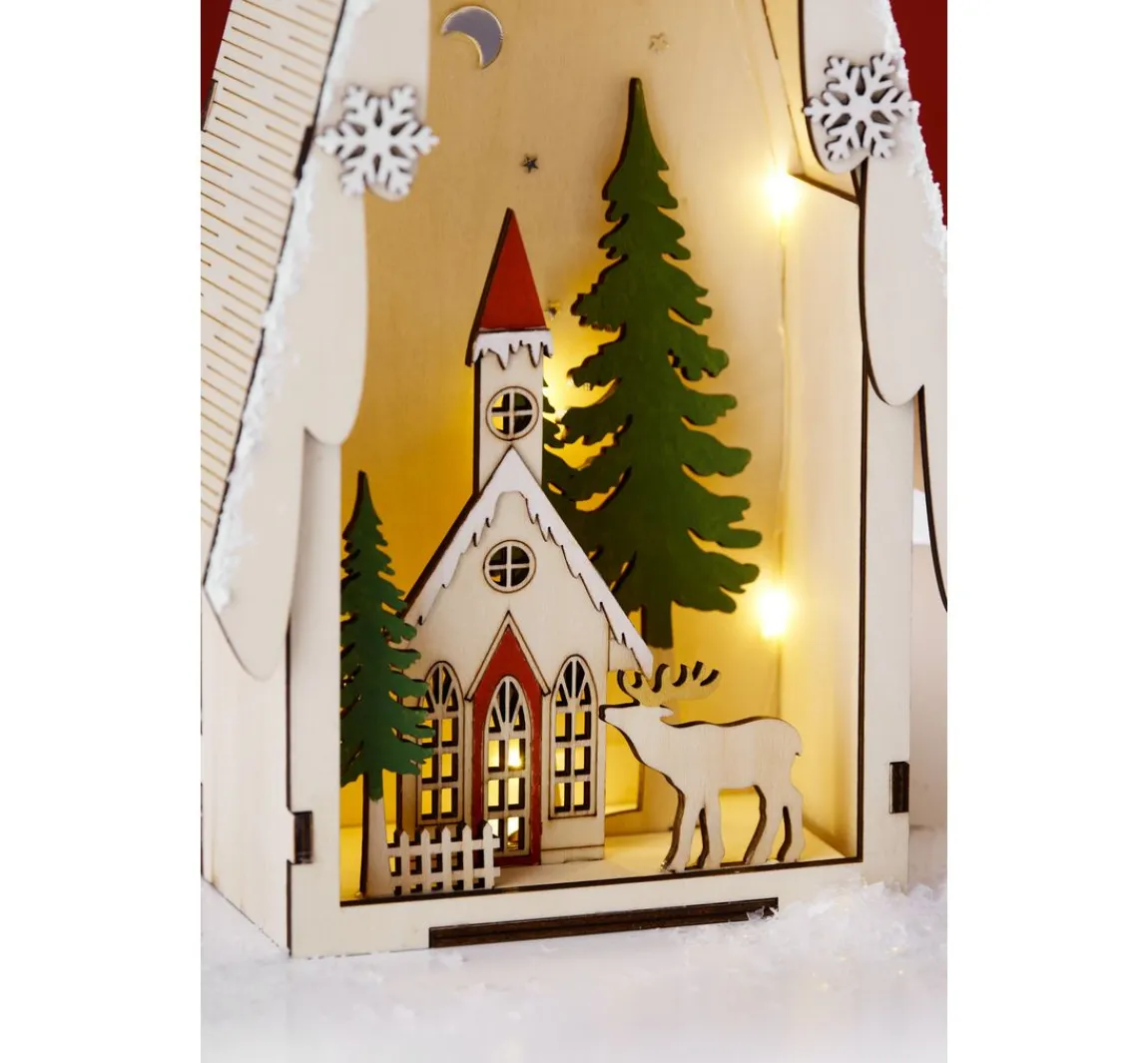 Outlet VBS Lichtertanne mit Winterszene, inkl. LED