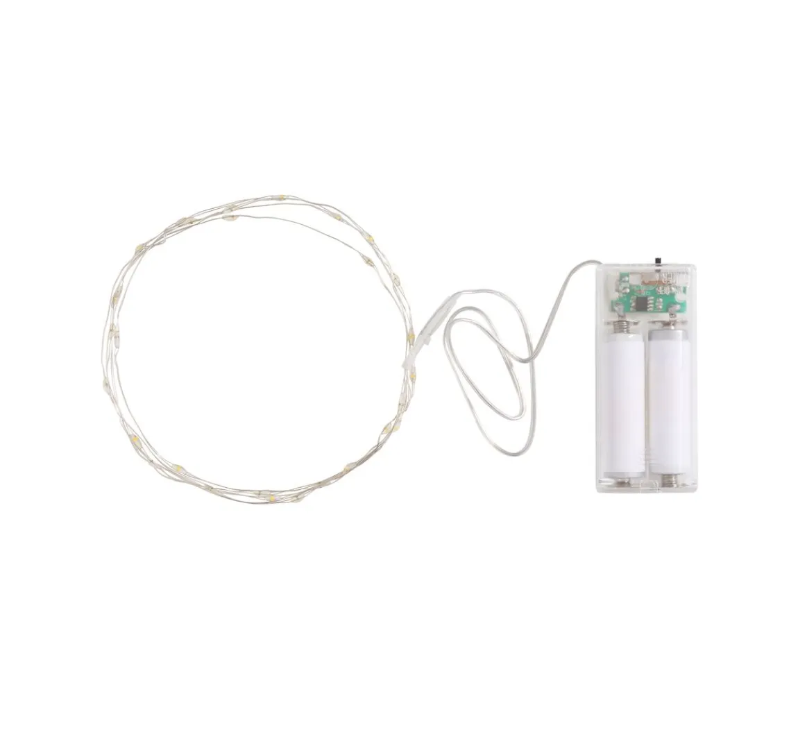 Online VBS Micro-LED-Lichterkette, mit Timer, silberfarbener Draht, 30 LEDs
