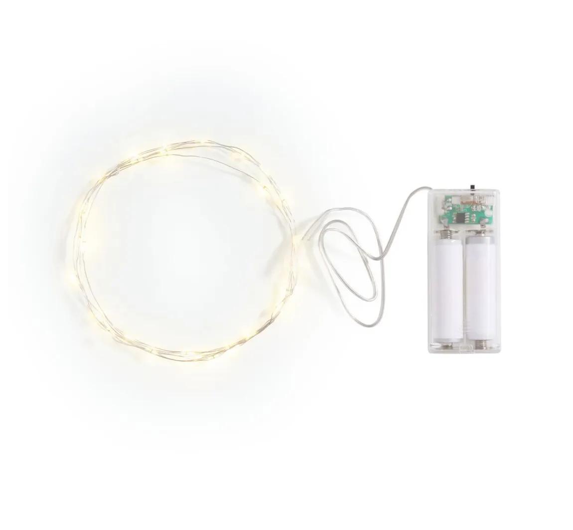 Online VBS Micro-LED-Lichterkette, mit Timer, silberfarbener Draht, 30 LEDs
