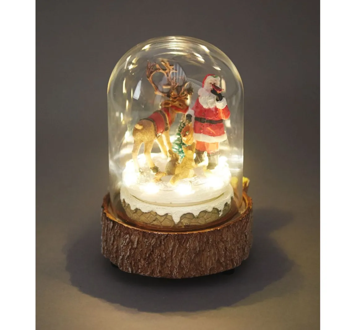 Sale VBS Miniatur Glasglocke "Weihnachten im Wald", mit LED Beleuchtung und Musik