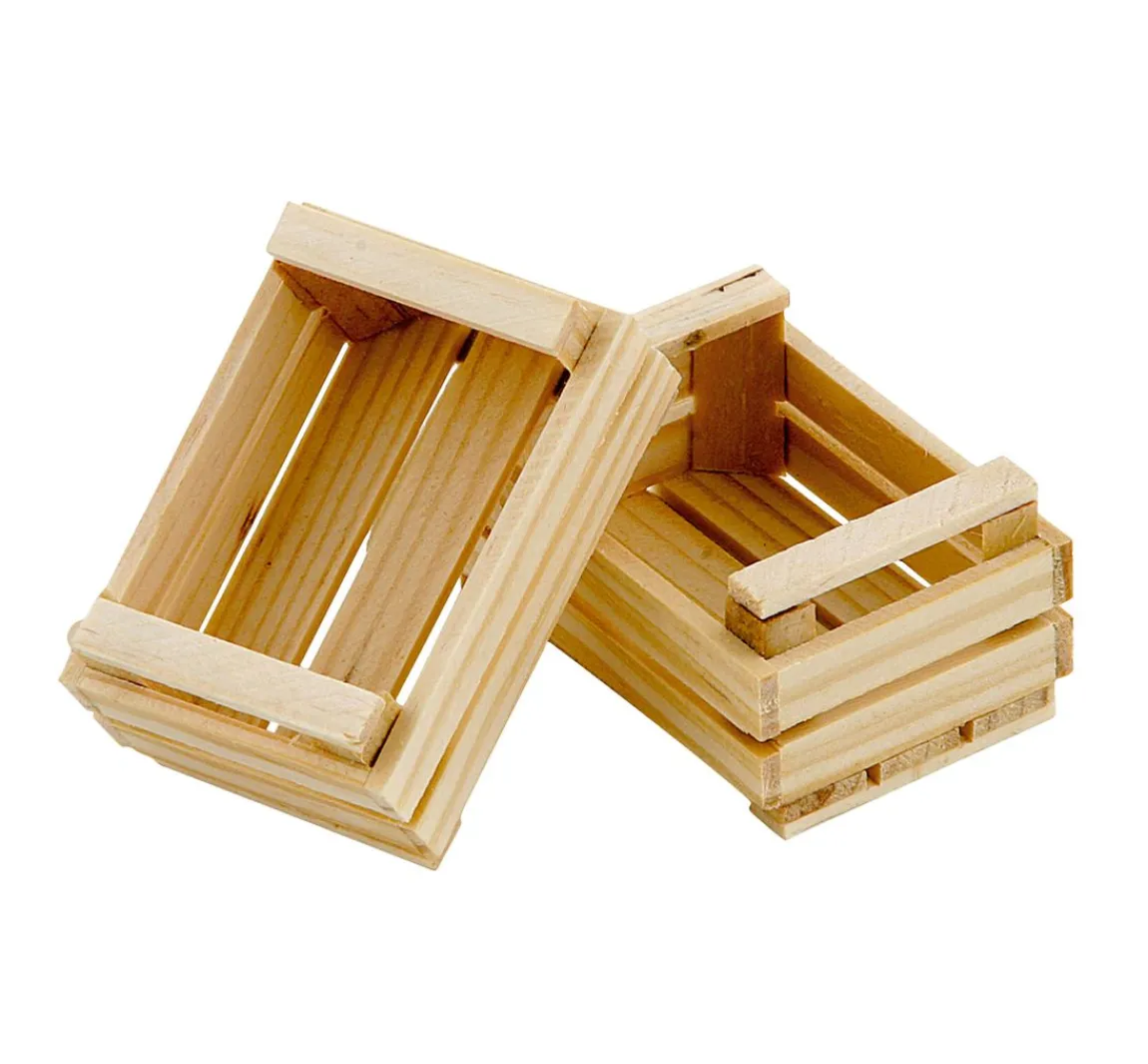 Hot VBS Miniatur Holz-Obststiege, 2 Stück