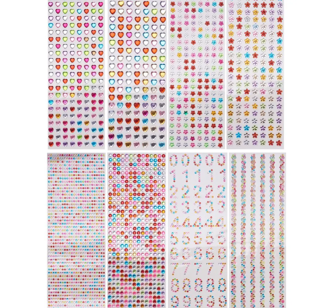 Discount VBS XXL VBS Strassstein-Sticker "Bunt gemixt", 8 Karten