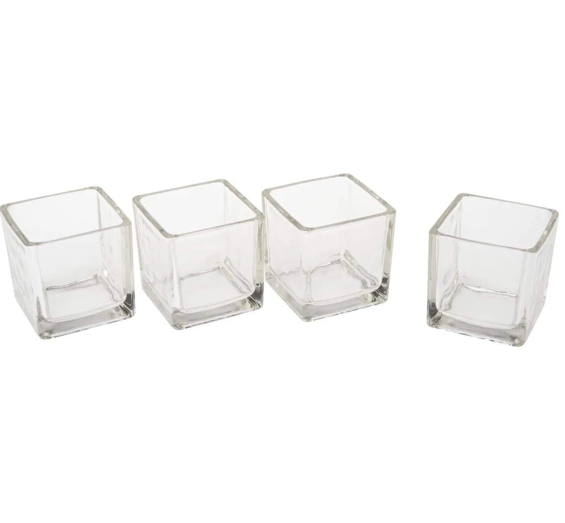 VBS Teelichtgläser "Cube", 4 Stück