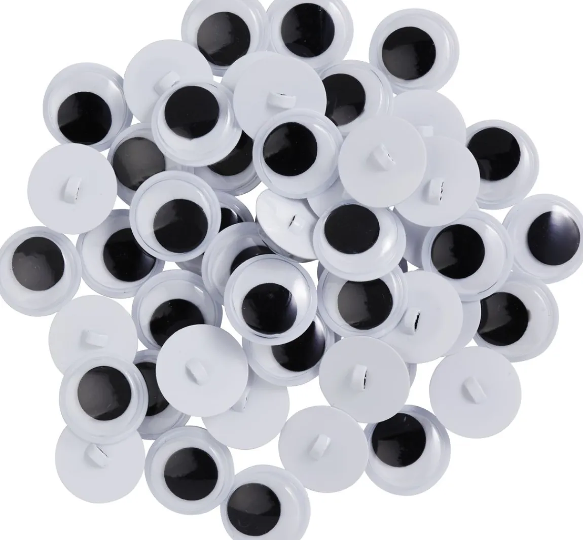 VBS XXL VBS Wackelaugen zum Annähen "Rund", 15 mm, 50 Stück