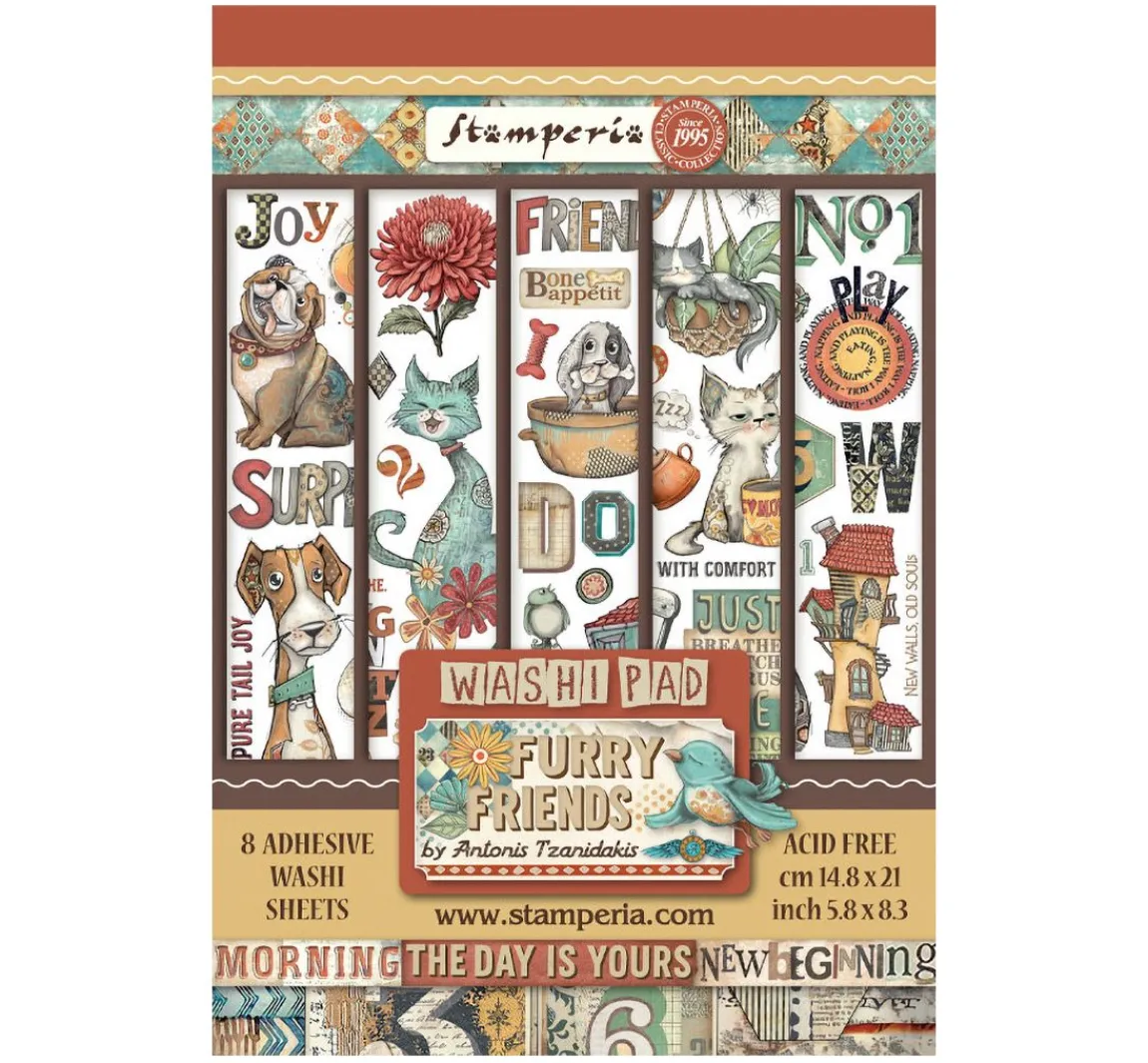Sale Stamperia Washi Pad "Furry Friends"