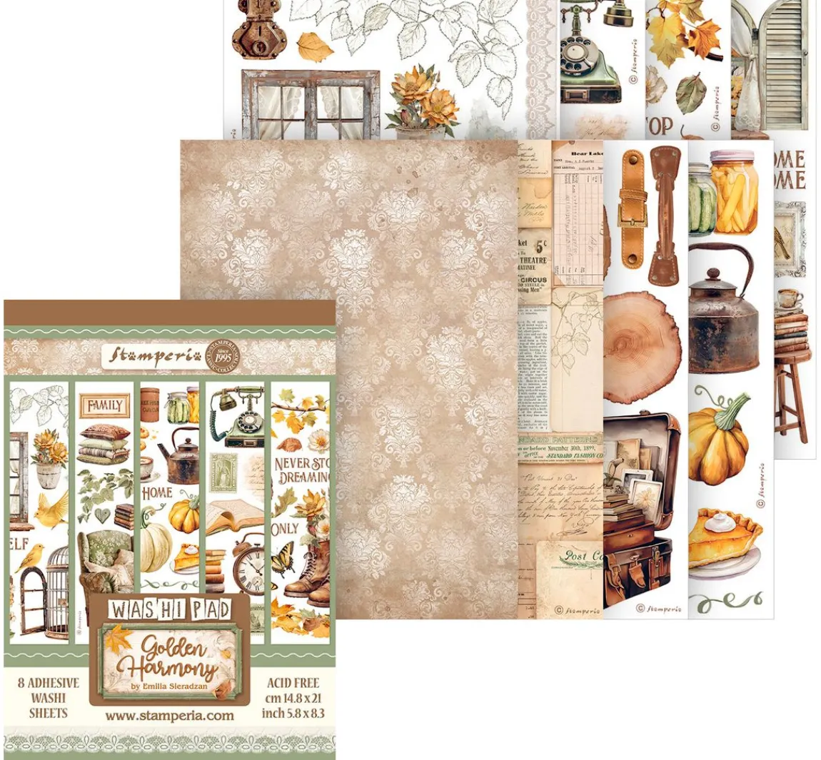 New Stamperia Washi Pad "Golden Harmony"