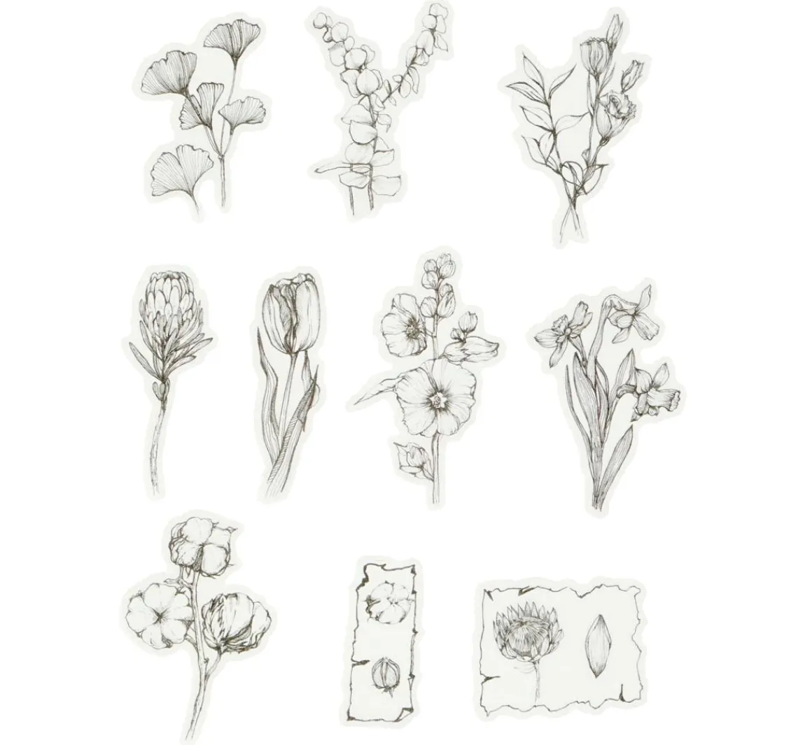 Hot creativ company Washi Sticker "Blumen Schwarz/Weiß"